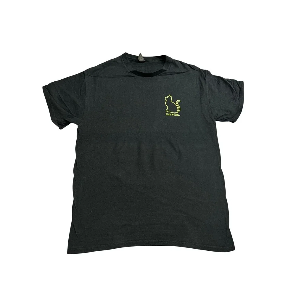 Kittie‎ Kittie UFO Cat Graphic Tee Mens Size M Black Neon Green Excellent Shirt